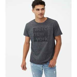 Aeropostale Men's Medium Gray New York Square Graphic‎ Short Sleeve Tee